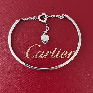 Cartier 18k Mon Amour Heart Torque Bangle White Gold Diamond Heart